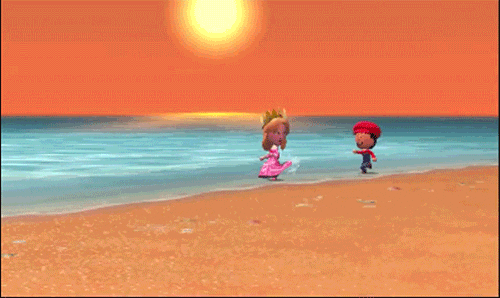 Mario and princess peach on a beach
