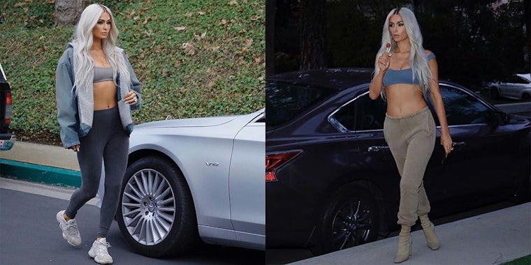 Paris Hilton dressed up as Kim Kardashian