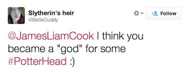 James Cook Harry Potter tweet