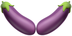 Two eggplant emoji facing one another