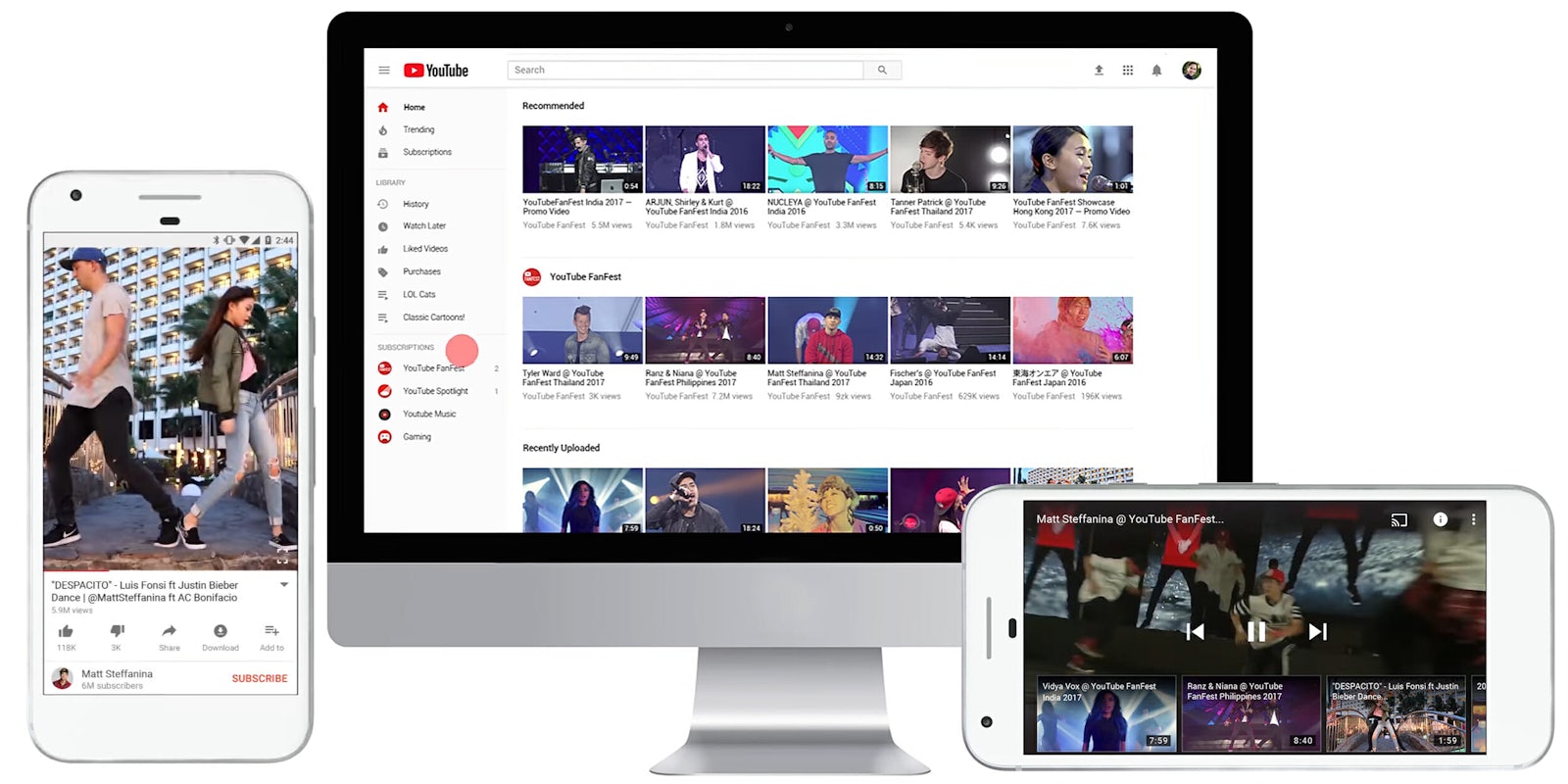 new mobile and desktop design for YouTube