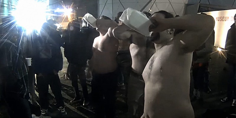 White nationalists chugging half-gallons of milk