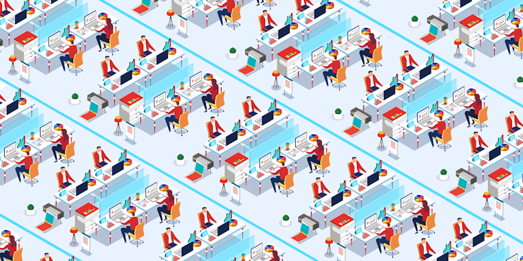 microworkers : Office workers sitting at their desks