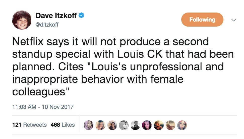 louis ck sexual harassment news