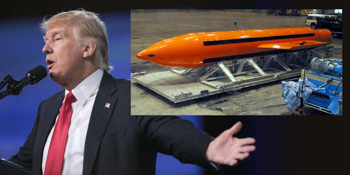 Donald Trump with "Mother of All Bombs" GBU-43/B