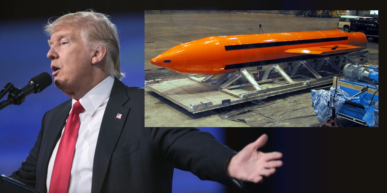 Donald Trump with 'Mother of All Bombs' GBU-43/B