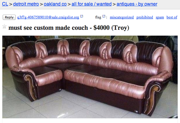 Craigslister S Wife His Custom Made 20 000 Crotch Couch The Daily Dot Custom Made 20 000 Crotch Couch, Craigslist Leather Sofa