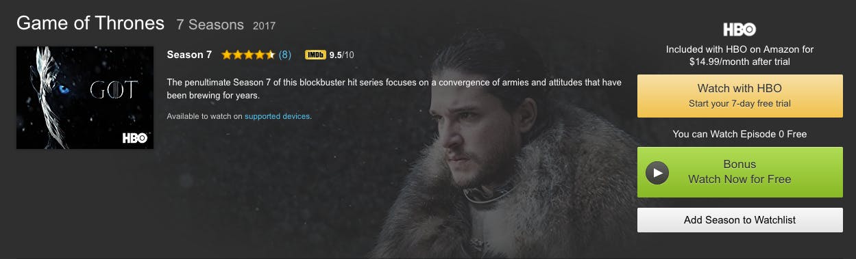 how to watch game of thrones for free