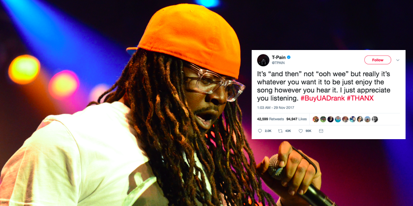 T-Pain corrects fans on lyrics