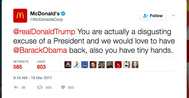 McDonalds Attacks Trump