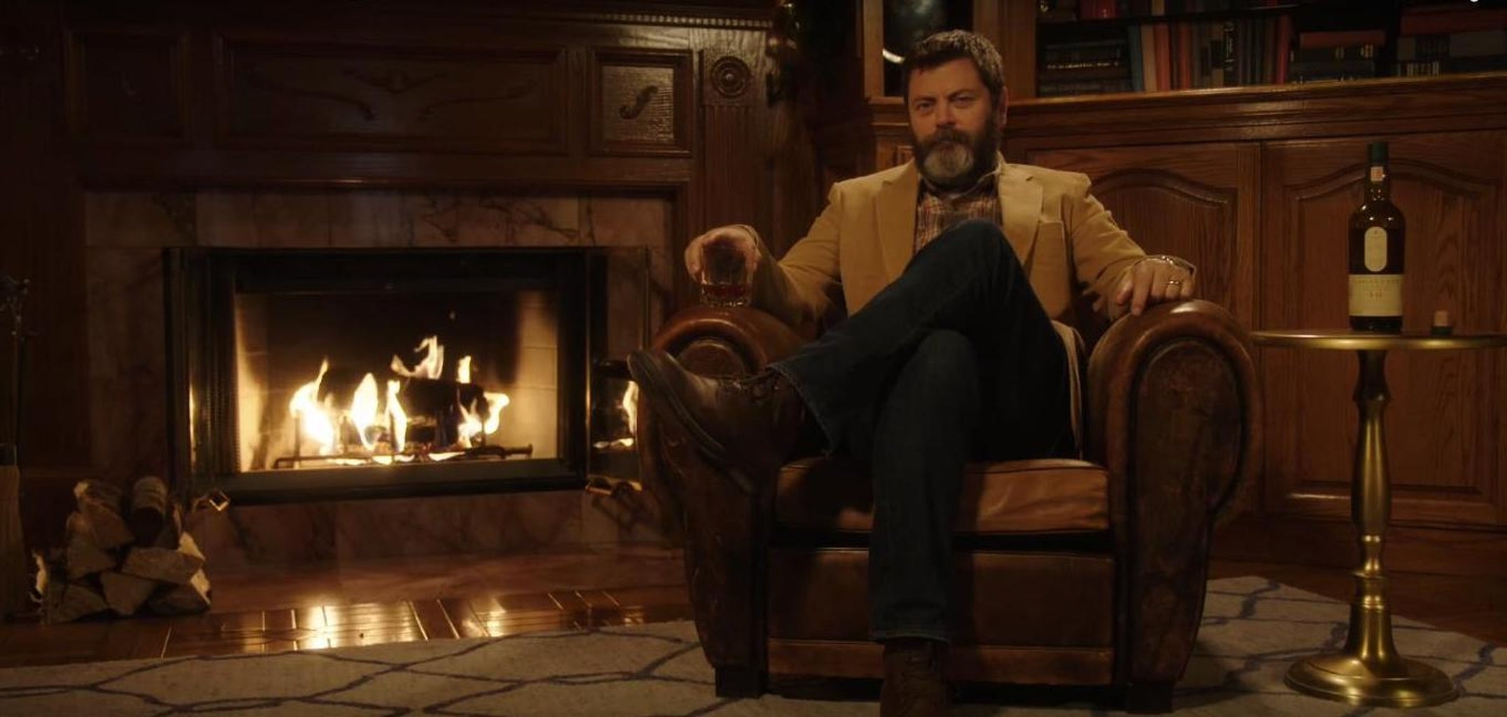Watch Nick Offerman's 45minute Yule Log video
