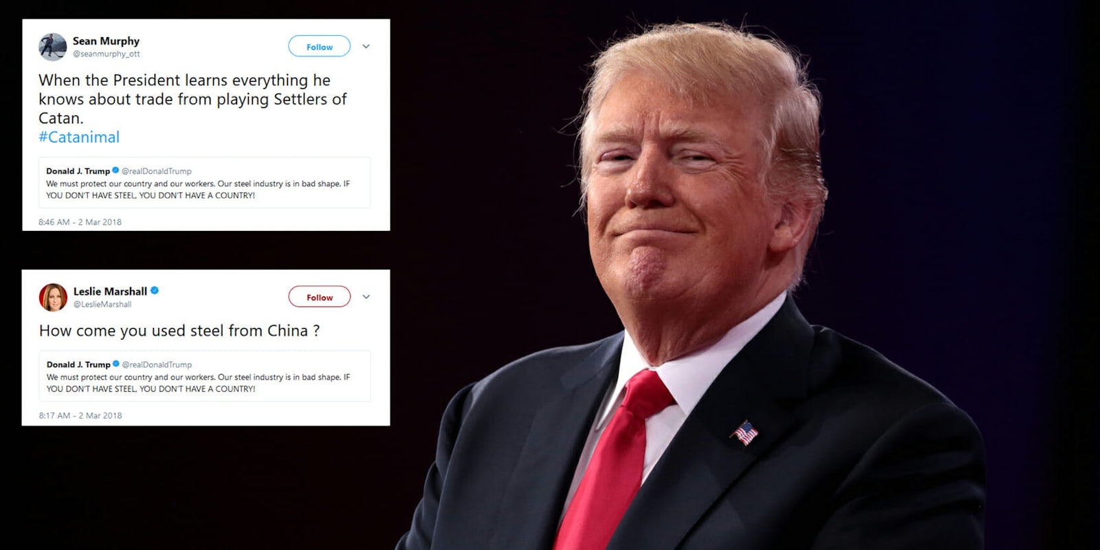 President Donald Trump knows the most important factor for having a country: steel. Twitter is having a field day with the president's suggestion.