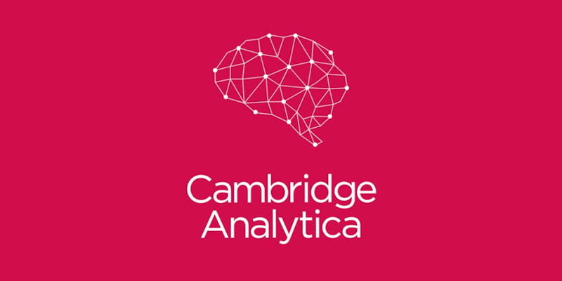 Cambridge Analytica logo, white on pink