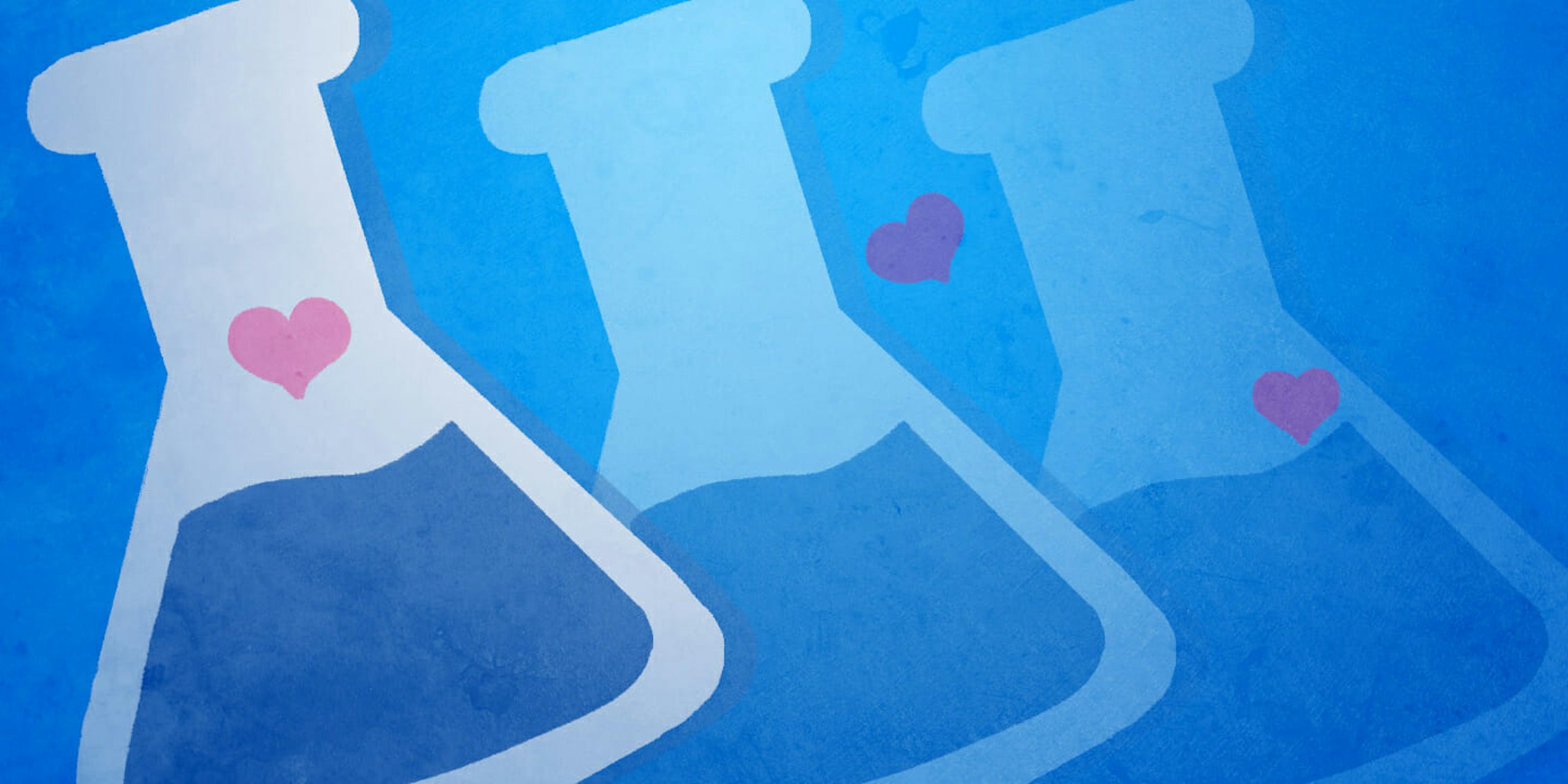 OKCupid stock art of beakers, love potion