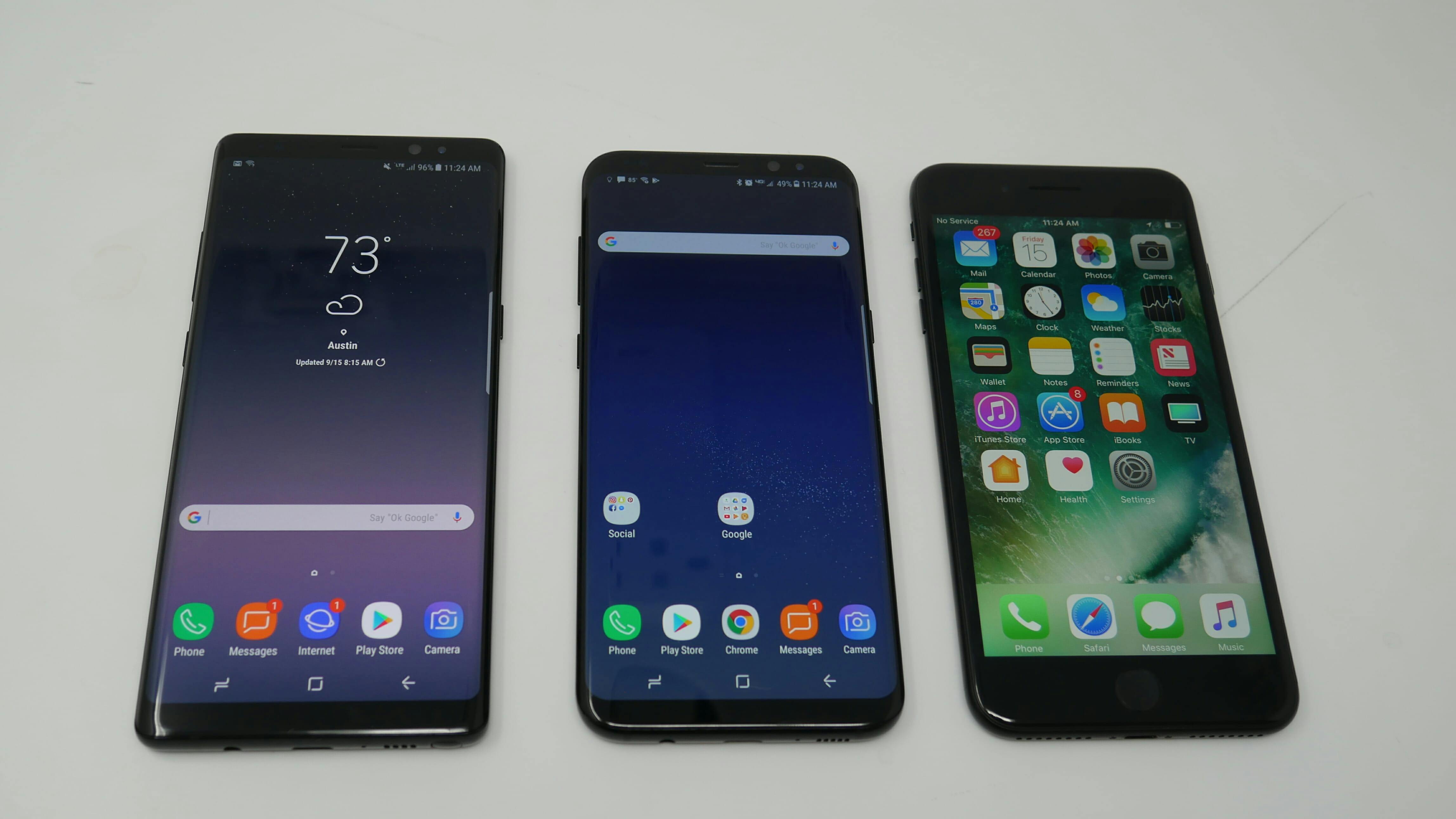 samsung galaxy note 8 vs. galaxy s8 vs. iphone 7 plus