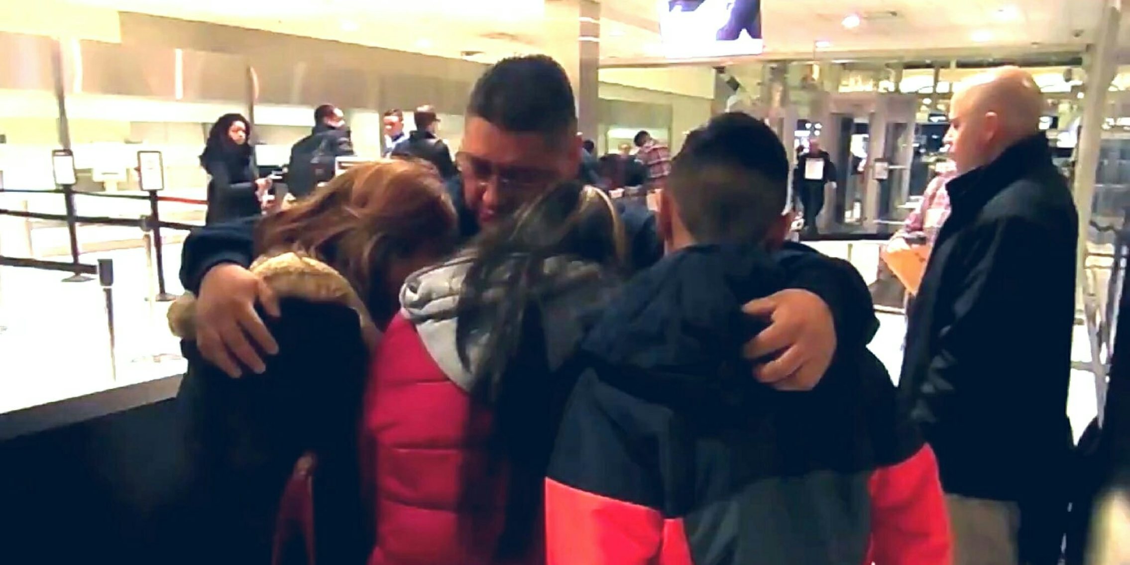 Detriot father Jorge Garcia hugs his family before he's deported to Mexico after living in the U.S. for 30 years.