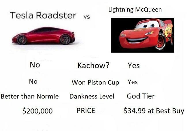 tesla vs lightning mcqueen