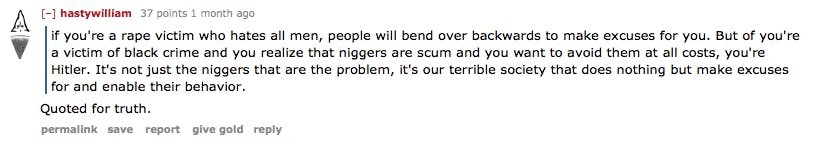 Reddit racist comment