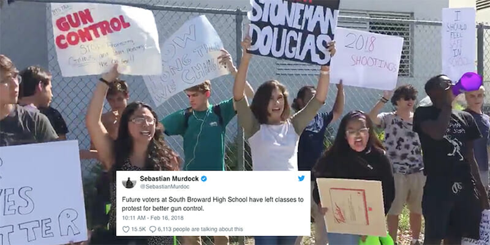 High school students in Florida protested gun violence after the shooting at Marjory Stoneman Douglas High School