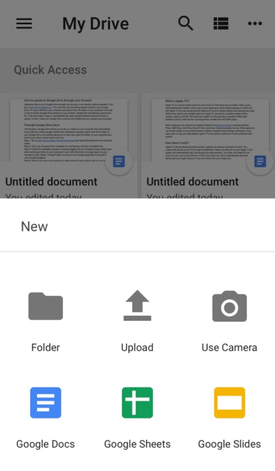 How to upload files to Google Drive via iOS or Android