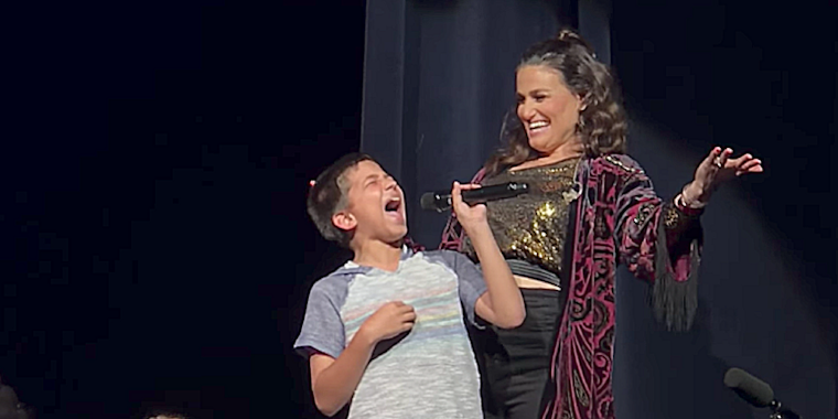 Idina Menzel and 11-year-old who blew the crowd away with his rendition of 'Let It Go'