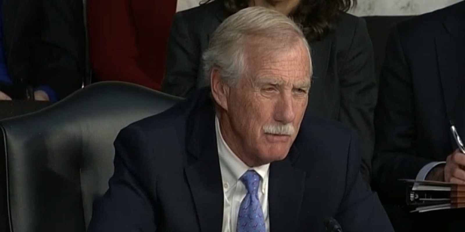 Sen. Angus King (I-Maine) told Twitter, Google and Facebook on Wednesday afternoon that he believes Russia got a 'free pass' for the interference it caused on American social media giants' platform ahead of the 2016 election and other campaigns it has waged.
