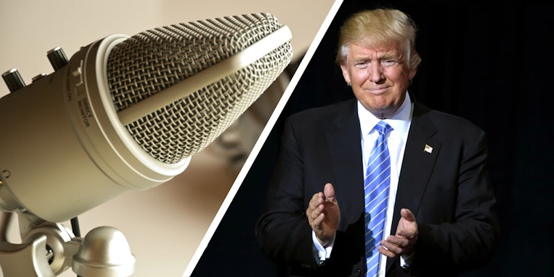 Microphone and President Donald Trump