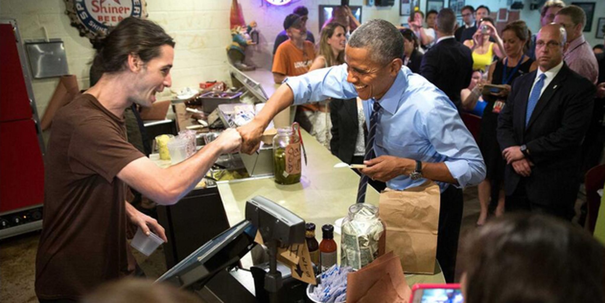 Obamas Austin barbecue fist bump was actually for gay rights