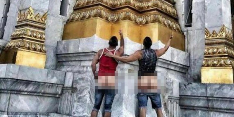 The men behind the 'Traveling Butts' Instagram were arrested for baring their butts at a Buddhist temple in Thailand.
