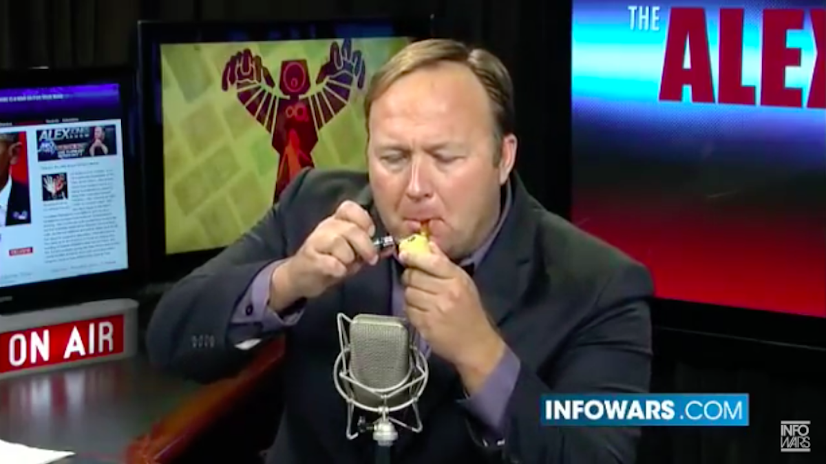 Alex Jones smoking.