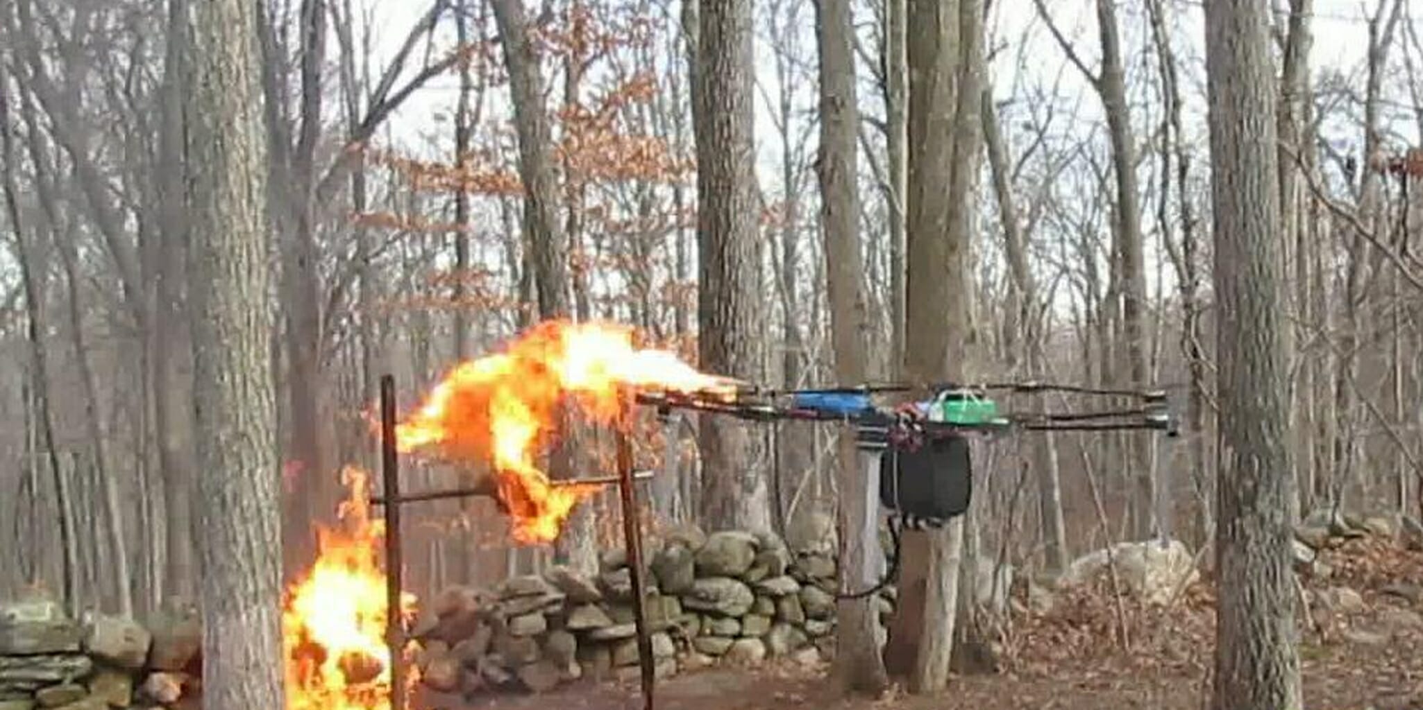 Drone store mounted flamethrower