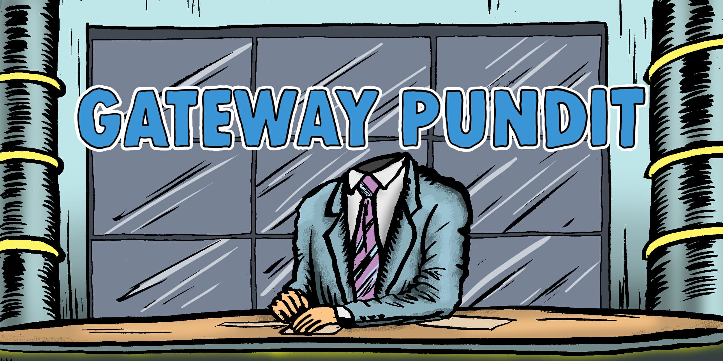 News anchor in a room with Gateway Pundit