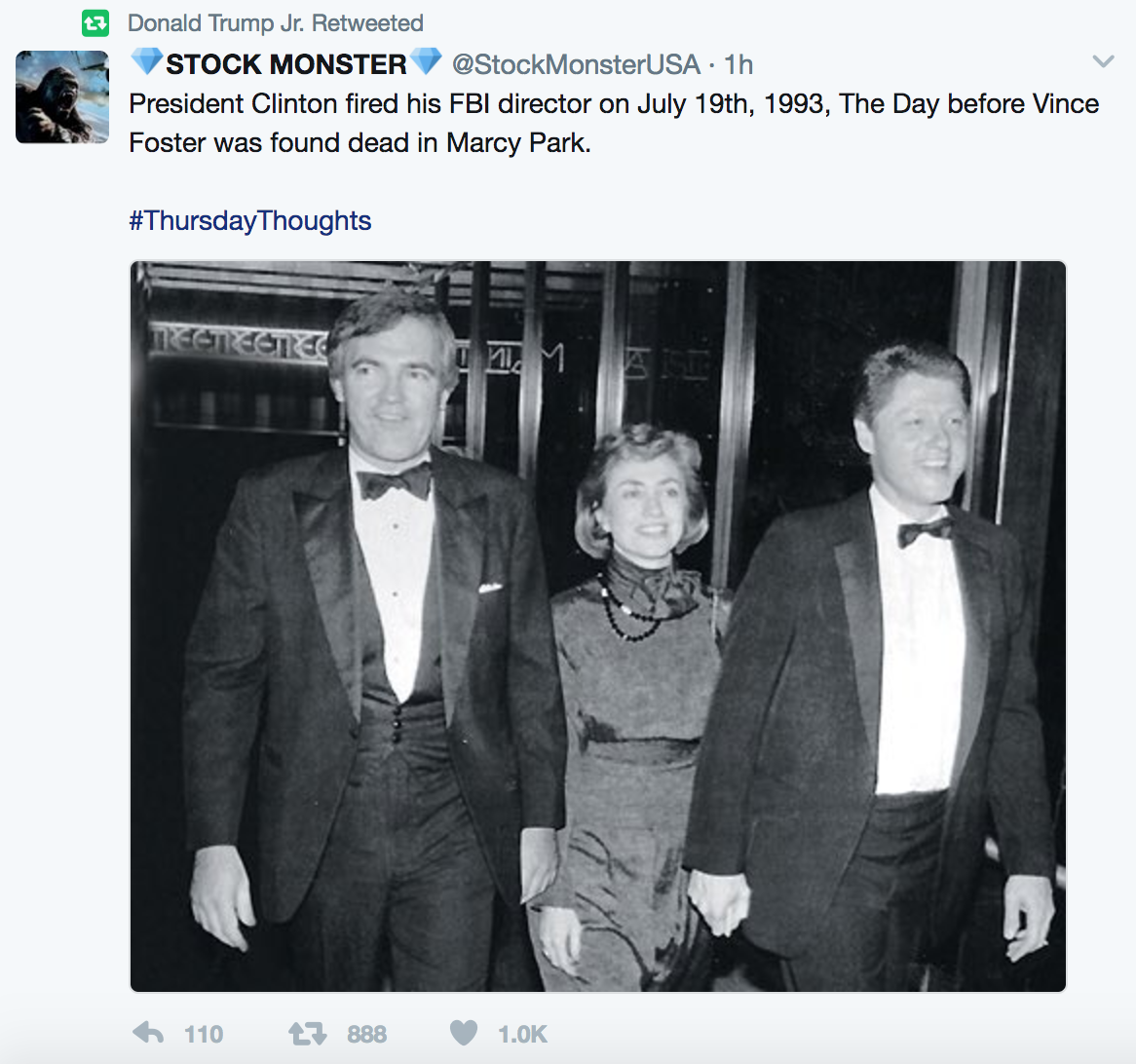 Vince Foster Bill Clinton Tweet