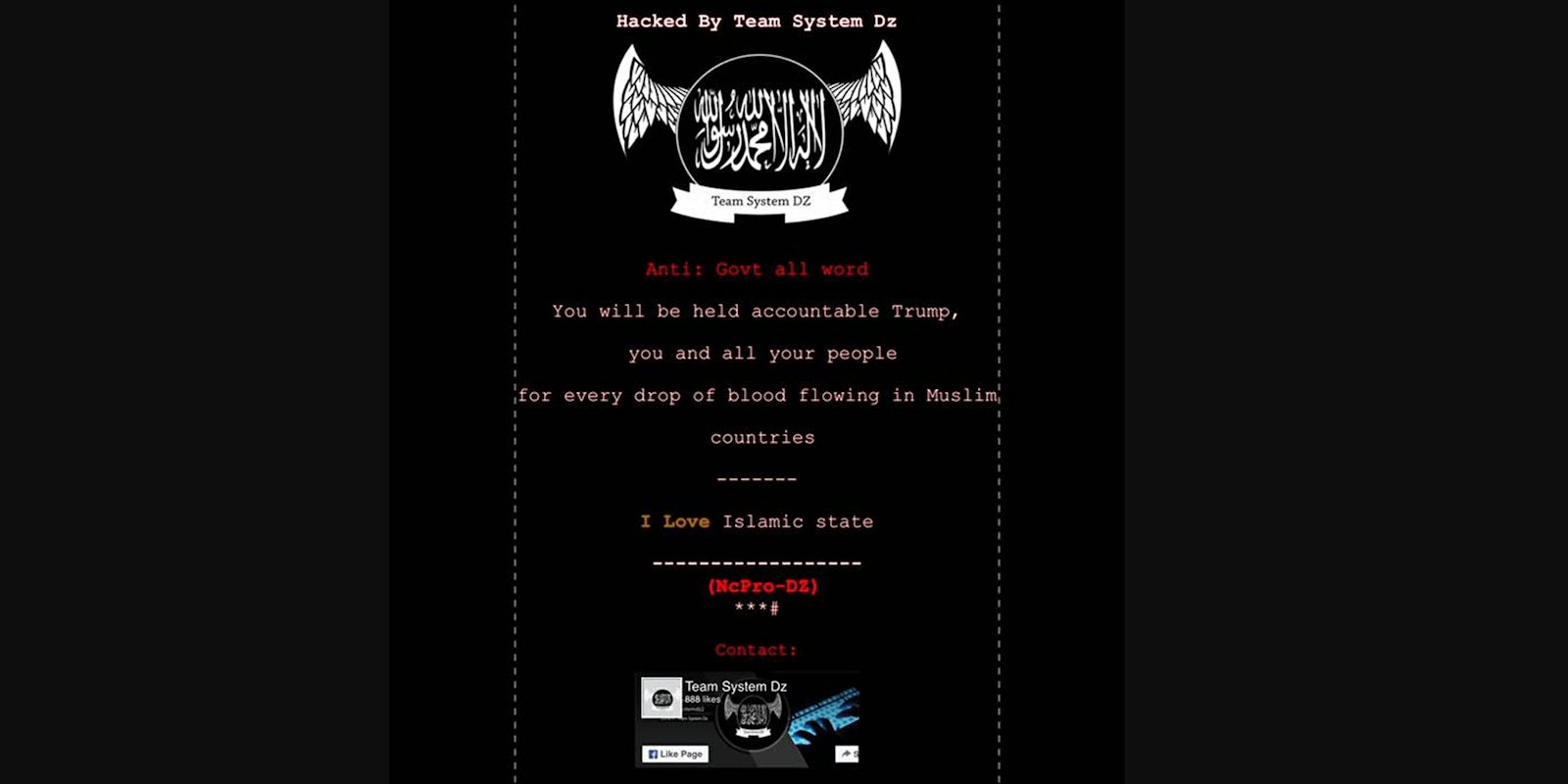 Websites in New York, Ohio and Maryland were hacked with a pro-ISIS message.
