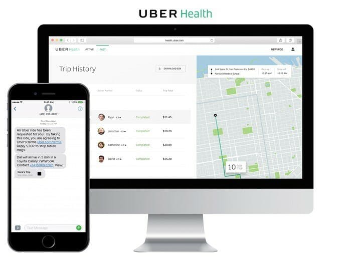 Uber Health dashboard on web