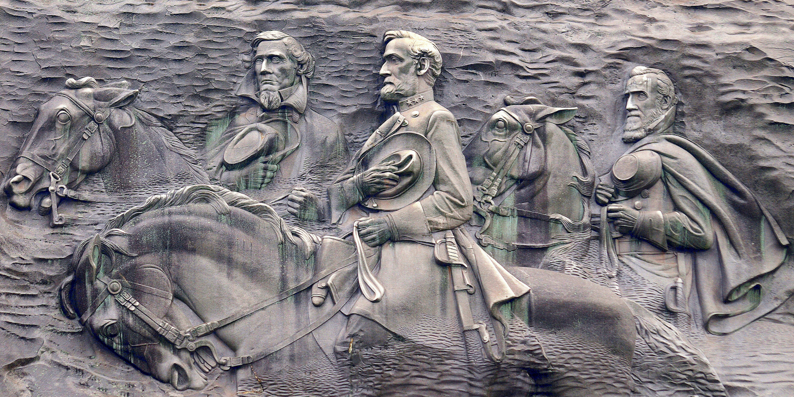 The Stone Mountain carving, an unfinished Confederate monument