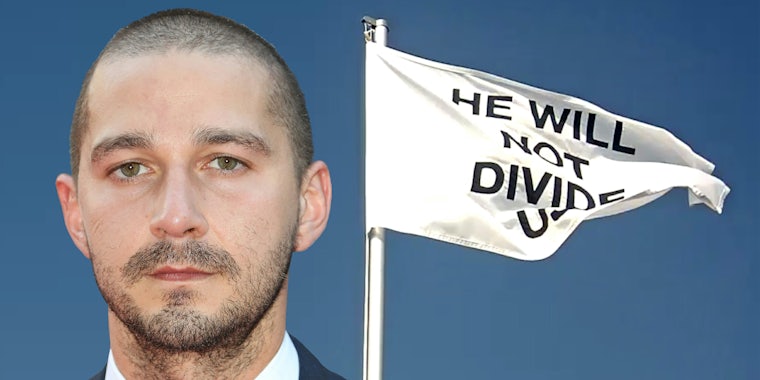 Shia LaBoeuf 'He Will Not Divide Us' flag