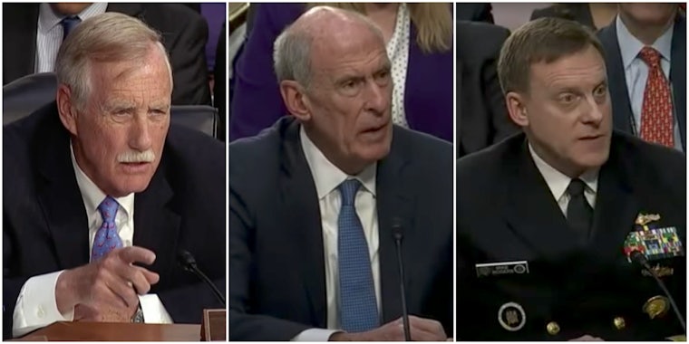 Sen. August King and DNI Dan Coats and NSA Chief Mike Rogers