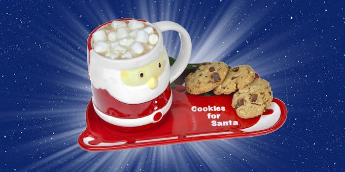 santa milk and cookies set