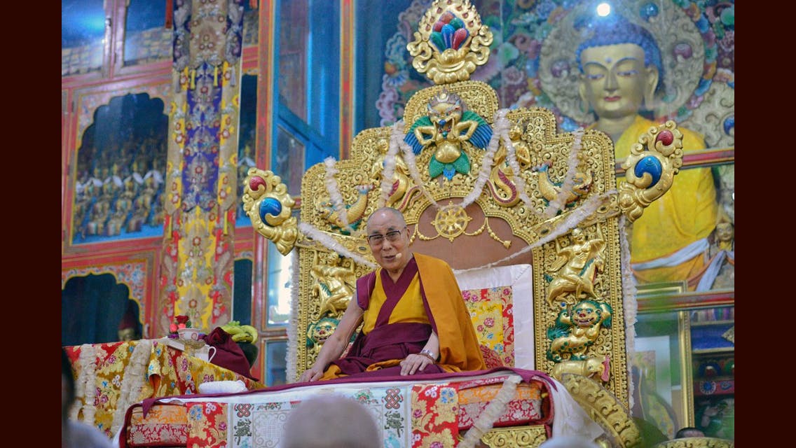 The Dalai Lama on throne