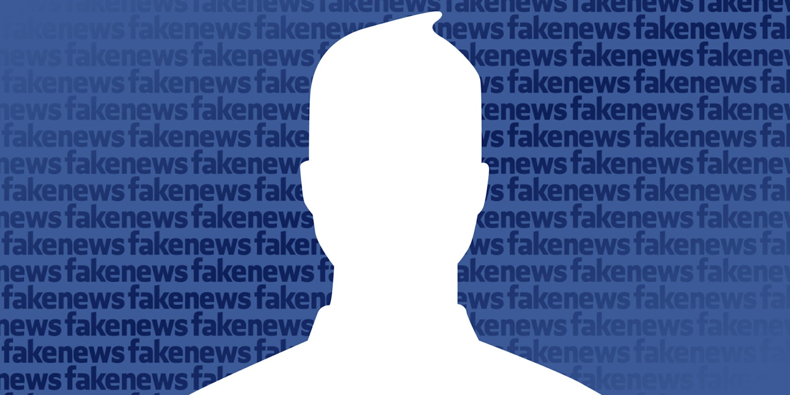 Facebook icon with 'Fakenews' logo pattern in the background