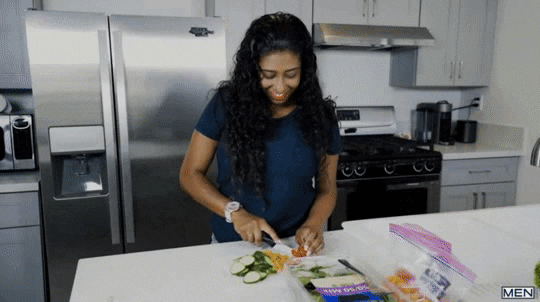 nikki v making a salad in not in front of my salad again
