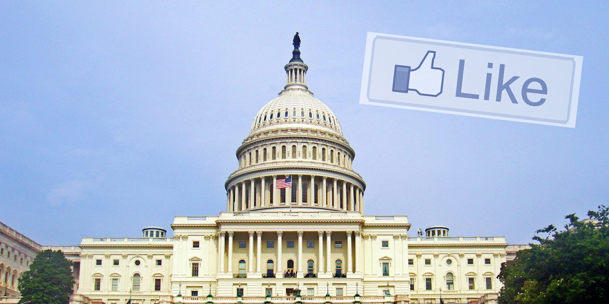A photo of Congress with a Facebook like.