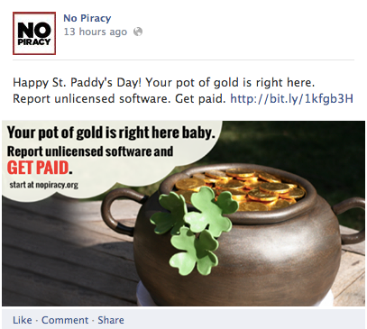 No Piracy Facebook campaign