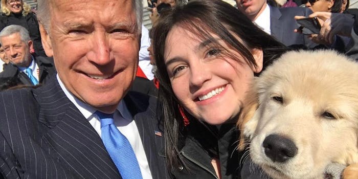 Joe Biden with dog Biden