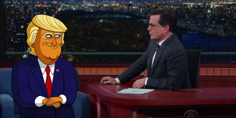 Donald Trump Stephen Colbert animated