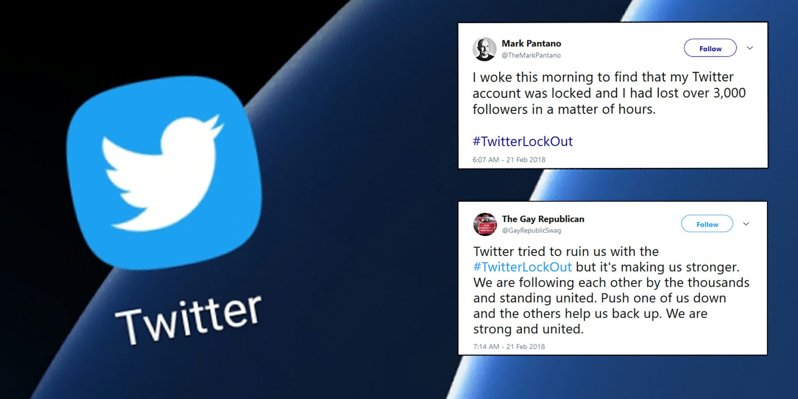 Conservative Twitter users are angry they lost thousands of followers on the social media platform, culminating in #TwitterLockout trending on Wednesday.