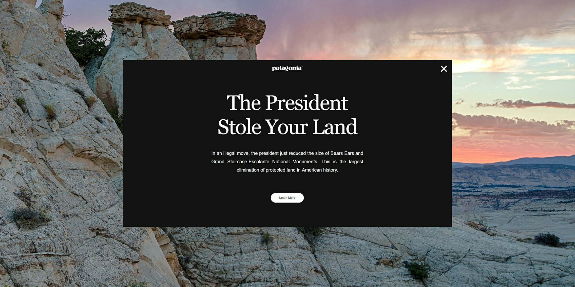 Patagonia 'The President Stole Your Land' post over Grand Staircase-Escalante National Monument