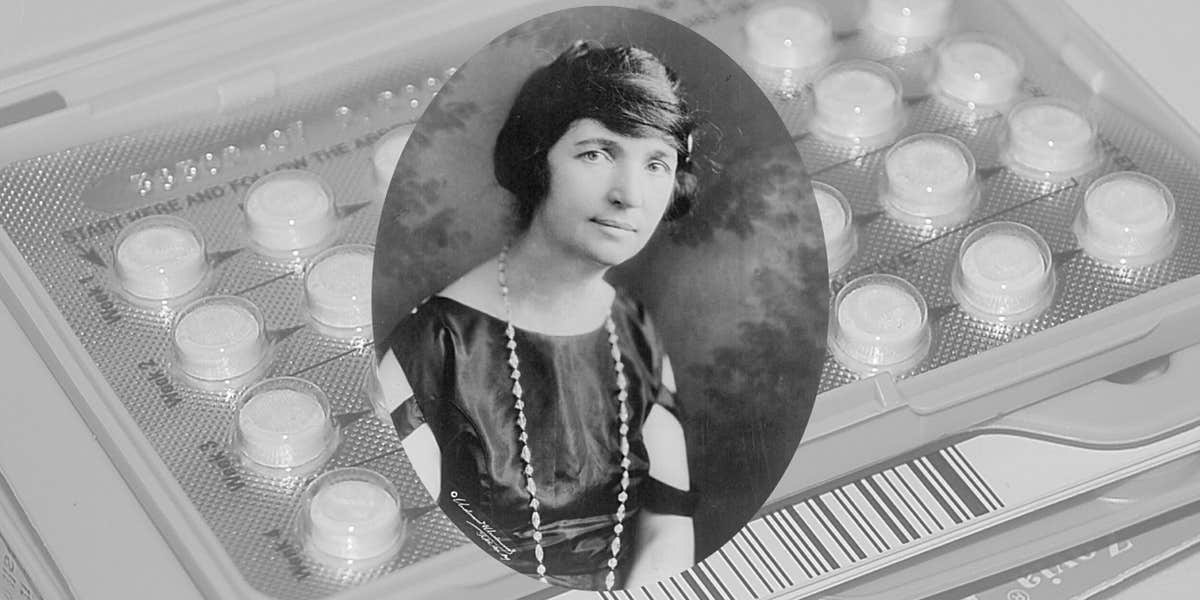 Margaret Sanger with birth control pills