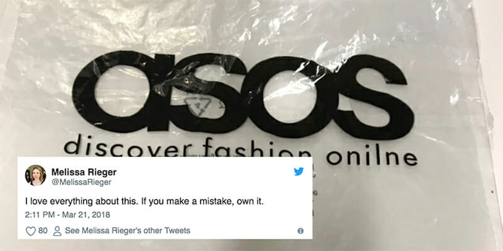 ASOS printed 17,000 bags with a typo, but the online retailer is owning the mistake.